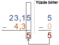 Ondalık gösterimde çıkarma adım 3