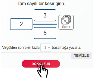 Hesapla Butonu Kesir->ondalık