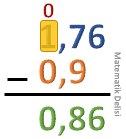 Ondalık Gösterimde Çıkarma Örneği