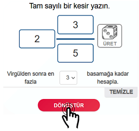 Hesapla Butonu Kesir->ondalık