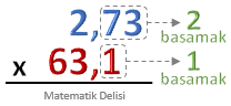 Ondalık gösterim çarpma-Örnek 1 aşama 1