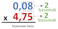 Ondalık gösterim çarpma-Örnek 3 aşama 1